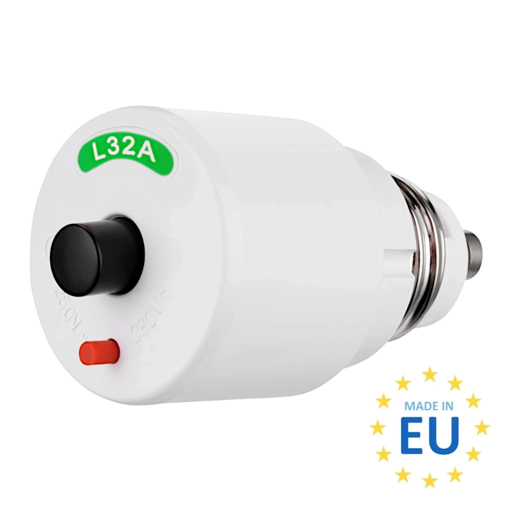 Schraubautomat E27 32A Ansicht rechte Seite schräg von vorn