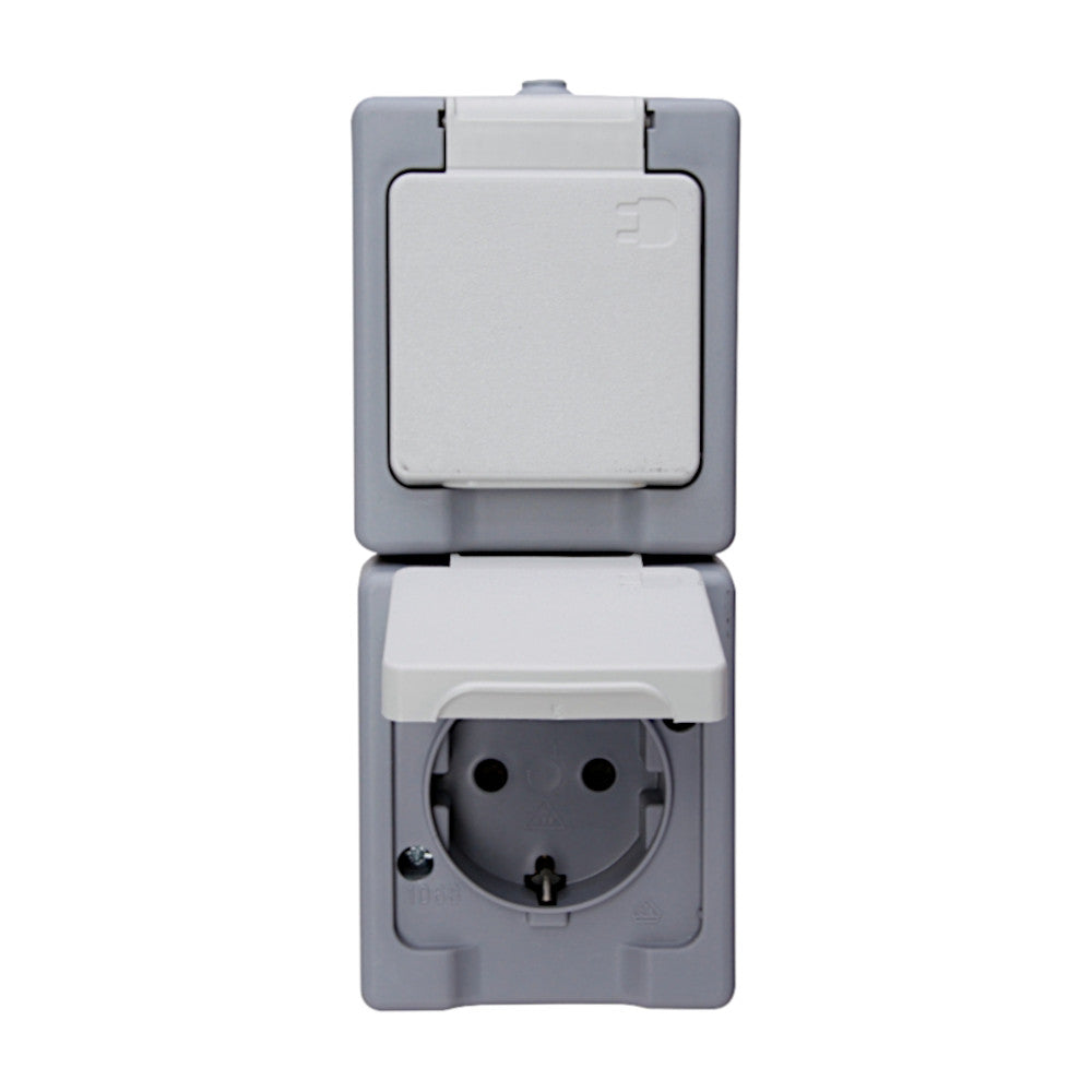 Kopp Standard grau Feuchtraum Steckdose 2-fach senkrecht (130348009)