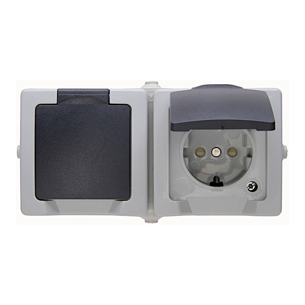 Kopp Nautic grau Steckdose mit Berührungsschutz 2-fach waagerecht (137056002)