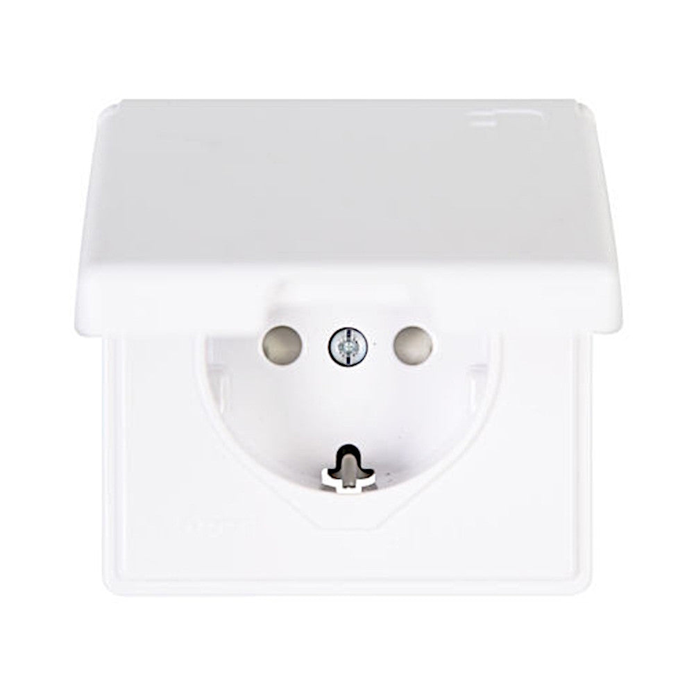 Kopp Vision arktisweiß Steckdose mit Berührungsschutz + Deckel (115602067)