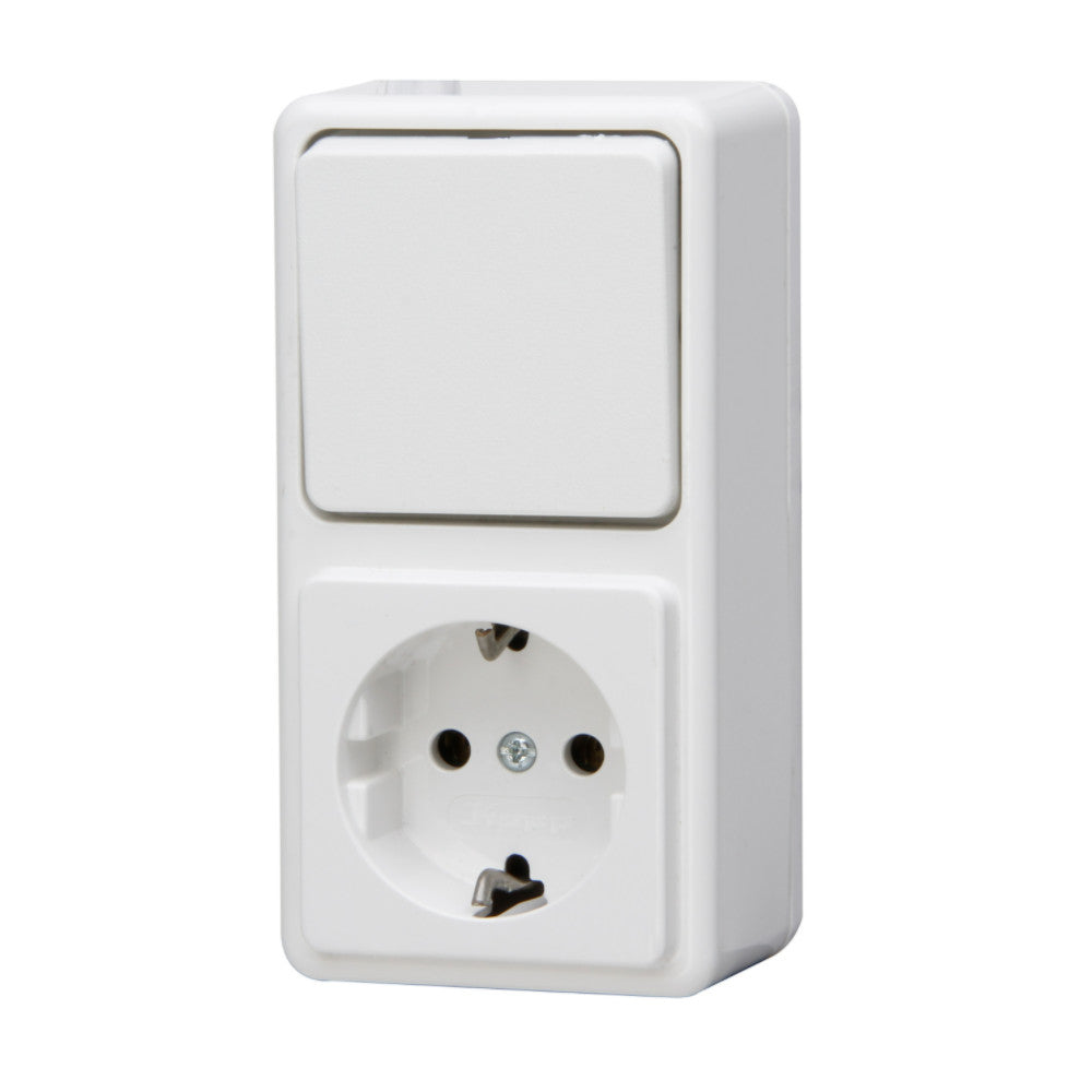 Kopp Standard arktisweiß Aus-Wechselschalter mit Steckdose (108802007)
