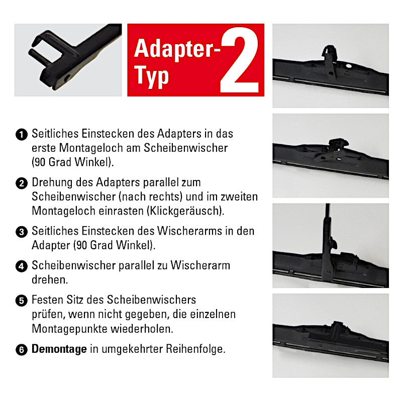 Unitec Ultra Scheibenwischer Montagehinweis Adapter 2